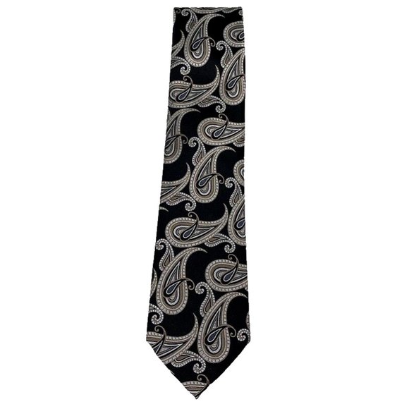 NWT Michael Kors Tie Silk Black Pandora Paisley Mens - Picture 2 of 4